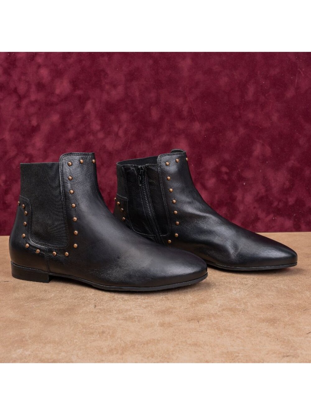 Cordani Women Stud Black Leather Zip Ankle Fashion Ankle Boots sz 9.5US EUR40